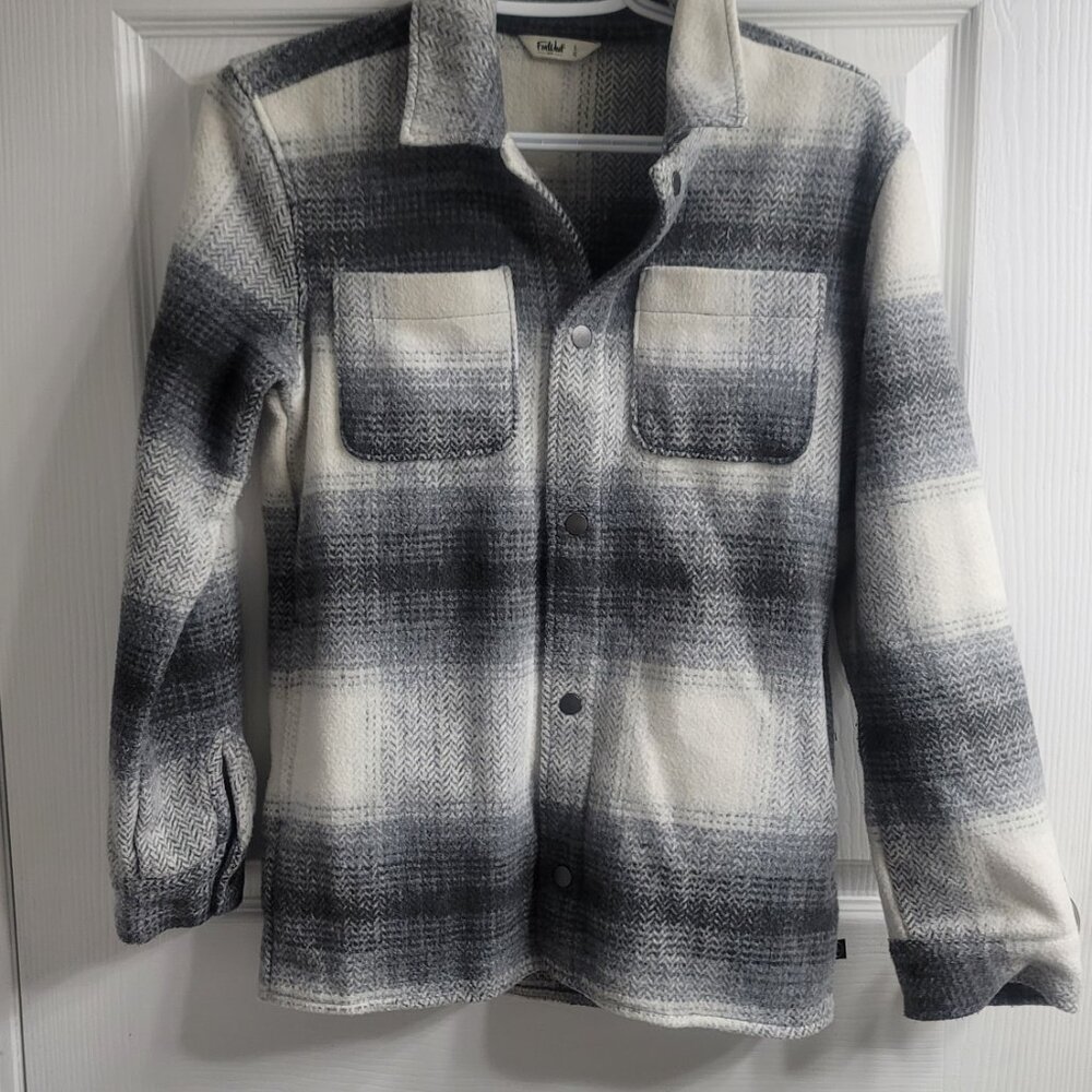 #506 Far West Grey White Plaid Button Down Sweater sz L - Picture 6 of 6